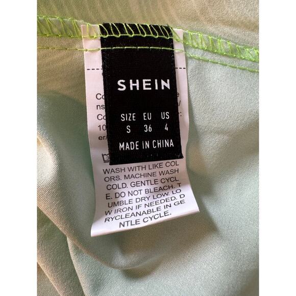 Shein Green Mock Neck Midi Dress with Abstract Skirt - Size Small - Picture 7 of 9